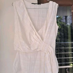 Zara White Wrap Top