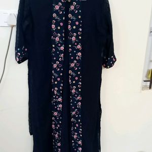 Navy Blue Kurta With attached Jacket