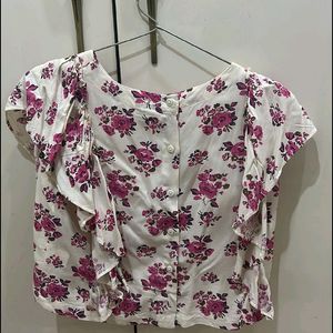 Utsa Girls Top Floral Printed With Buttons