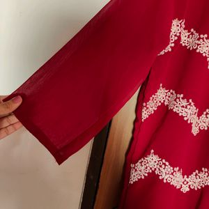 Maroon Embroidered Kurta (Women)