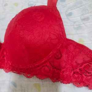 Padded Red Colour Honeymoon Special Bra And Penty