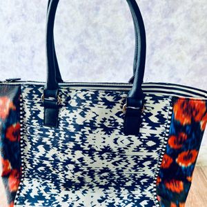 Aldo Tote Bag With Sling Belt-Blue,White & Orange