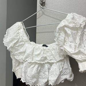 Zara Branded White New Top For 40-42