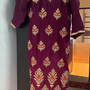 Purple Suit With Palazzo And Dupatta