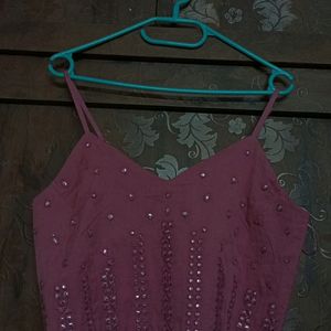 Brand New Linen Crop Top With Mirror Work