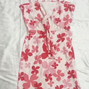 Tie Up Floral Dress