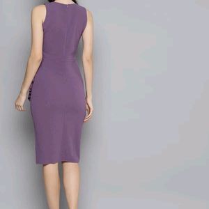 Purple One Side Frill Bodycon Dress