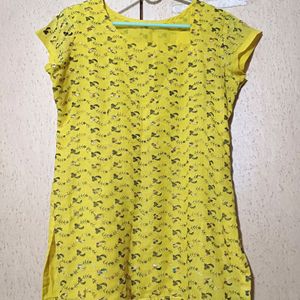 Yellow Chikankari Short Top