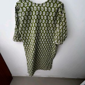 Green Printed Pure Cotton Kurta