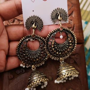 Bronze Colour Peacock Design Jhumka