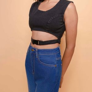 Freakins Denim Crop Top