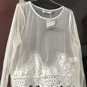 Cute Net Off White Top