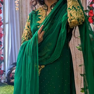 Designer Fullywork Suit Set Beautiful Green Colour