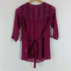 Purple Embroidered Casual Top (Women)