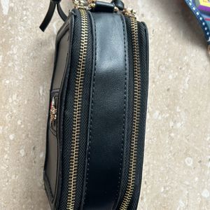 Black Designer Leather Sling Bag