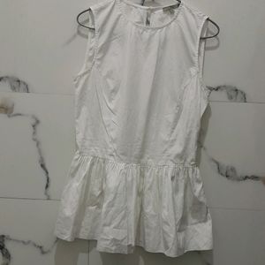 Girl New White Round Neck Frock Top