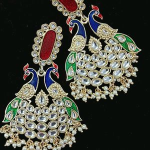 Meenakari Work Peacock Shaped Ethnic Drop Earrings