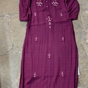 Purple Embroidery Kurti