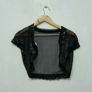 Trendy New Shinny Black Short Shrug For Women