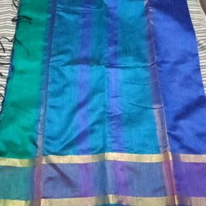 Semi Raw Silk Saree Body: Dark Blue Colour