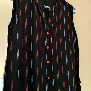 Sleeveless Black Daily Kurta