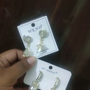 Two Pair Korean Gold Plated Earrings