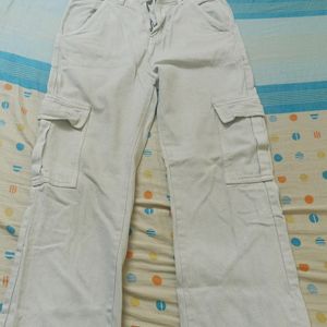 Cream Cargo Trousers