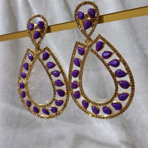 Party Purple And Golden Mix Earrings