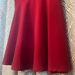 Classic Red Skater Dress with Shoulder Bow Detail