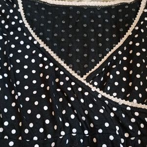 Black Polka Dot Front Lace Corset Detail Dress