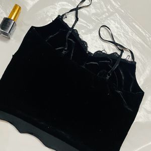 Black Vintage Velvet Cami Top