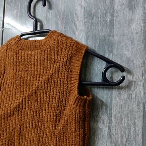 Brown Woolen Crop Top