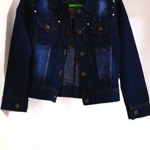 Navy Blue Denim Overcoat For Women