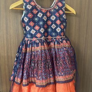 Baby Frock With ikkat Print