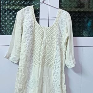 Lemon Yellow Beautiful Kadhai Kurti