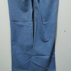 DFU light blue color denim high rise straight leg