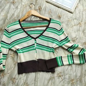 Strip Thin Crop Sweater