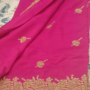 Rich Pink Golden Border saree