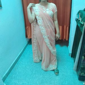 Saree With Blouse Fully Stitched