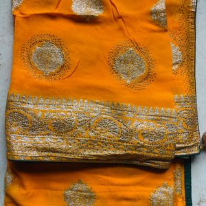 Pure Georgett Yellow Saree