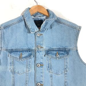 Splash Men's Blue Sleeveless Denim Jacket