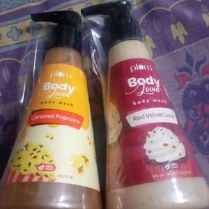 2 Plum body Washes - Caramel Popcorn  Red Velvet