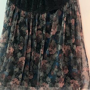 Women Chiffon Tulle Elastic Floral Print MeshSkirt