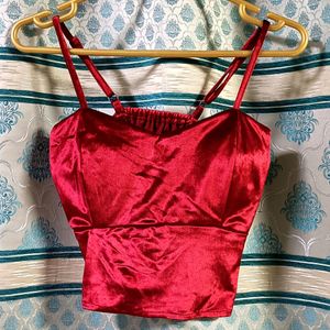 Red Velvet Sleevless Top