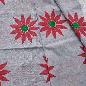 Floral Print Sunflower Saree (Silver Colour)