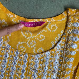 Mustard Yellow Bandhani Print Kurta