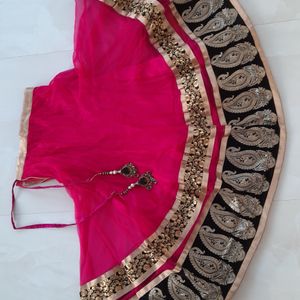 Pink And Green Lehenga Set