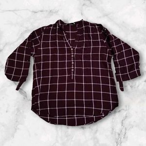 Maroon Shirt Style Top