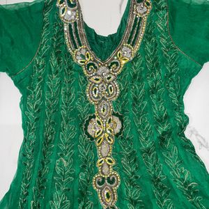 💚Very beautiful green long anarkali suit 💚