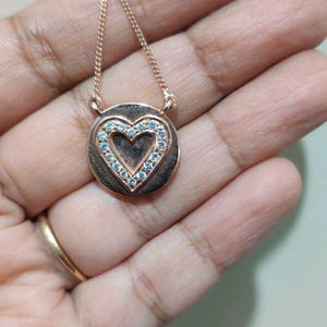 92.5 Silver Rose Gold Heart With CZs